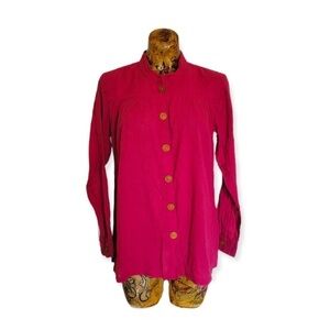 J Peterman top shirt SMALL magenta long sleeve